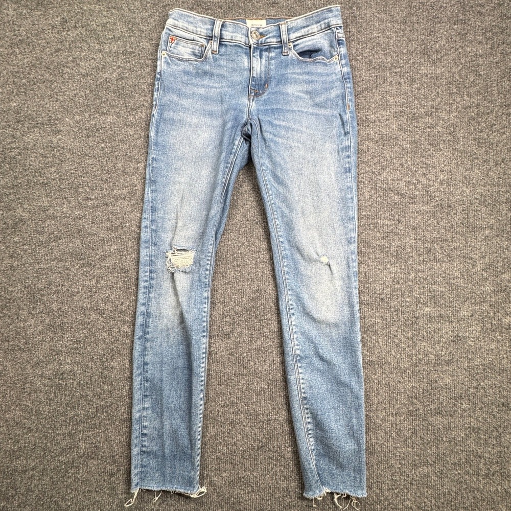 Hudson Krista Super Skinny Jeans Womens 26 Light Wash Distressed Raw Hem